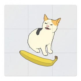 Магнитный плакат 3Х3 с принтом Cat no banana в Белгороде, Полимерный материал с магнитным слоем | 9 деталей размером 9*9 см | angry cat | banana | cat | no banana