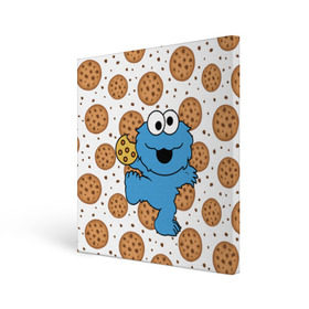 Холст квадратный с принтом Cookie monster в Белгороде, 100% ПВХ |  | Тематика изображения на принте: cookie | cookiemonster | delicious | eat | monster | yummy | еда | куки | кукимонстр | монстр | печенье | сладости | улица | улицасезам