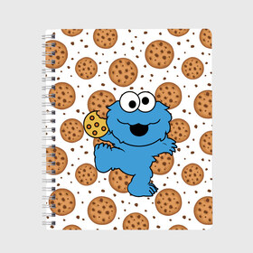 Тетрадь с принтом Cookie monster в Белгороде, 100% бумага | 48 листов, плотность листов — 60 г/м2, плотность картонной обложки — 250 г/м2. Листы скреплены сбоку удобной пружинной спиралью. Уголки страниц и обложки скругленные. Цвет линий — светло-серый
 | cookie | cookiemonster | delicious | eat | monster | yummy | еда | куки | кукимонстр | монстр | печенье | сладости | улица | улицасезам