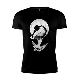 Мужская футболка премиум с принтом Шаман в Белгороде, 92% хлопок, 8% лайкра | приталенный силуэт, круглый вырез ворота, длина до линии бедра, короткий рукав | готика | заклятие | луна | магия | мистика | миф | мрачное | ночь | ритуал | символ | скелет | шаман