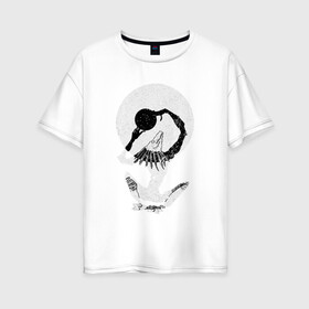 Женская футболка хлопок Oversize с принтом Шаман в Белгороде, 100% хлопок | свободный крой, круглый ворот, спущенный рукав, длина до линии бедер
 | готика | заклятие | луна | магия | мистика | миф | мрачное | ночь | ритуал | символ | скелет | шаман