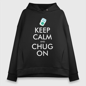 Женское худи Oversize хлопок с принтом Chug on в Белгороде, френч-терри — 70% хлопок, 30% полиэстер. Мягкий теплый начес внутри —100% хлопок | боковые карманы, эластичные манжеты и нижняя кромка, капюшон на магнитной кнопке | fortnite | фортнайт