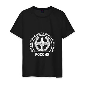 Мужская футболка хлопок с принтом Шеврон ВВС (двусторонний) в Белгороде, 100% хлопок | прямой крой, круглый вырез горловины, длина до линии бедер, слегка спущенное плечо. | Тематика изображения на принте: 