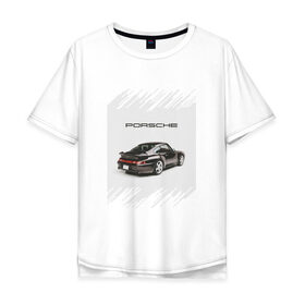 Мужская футболка хлопок Oversize с принтом Porsche retro в Белгороде, 100% хлопок | свободный крой, круглый ворот, “спинка” длиннее передней части | auto | porsche | retro | авто | автомобиль | порш | порше | ретро