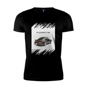 Мужская футболка премиум с принтом Porsche retro в Белгороде, 92% хлопок, 8% лайкра | приталенный силуэт, круглый вырез ворота, длина до линии бедра, короткий рукав | auto | porsche | retro | авто | автомобиль | порш | порше | ретро
