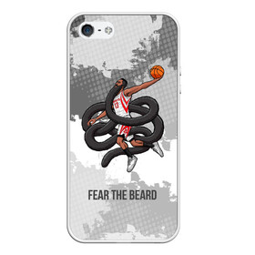 Чехол для iPhone 5/5S матовый с принтом Fear the Beard в Белгороде, Силикон | Область печати: задняя сторона чехла, без боковых панелей | hurden | nba | rockets | баскетбол | нба | харден | хьюстон рокетс