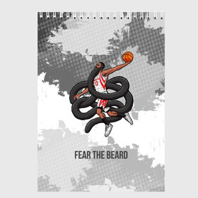 Скетчбук с принтом Fear the Beard в Белгороде, 100% бумага
 | 48 листов, плотность листов — 100 г/м2, плотность картонной обложки — 250 г/м2. Листы скреплены сверху удобной пружинной спиралью | hurden | nba | rockets | баскетбол | нба | харден | хьюстон рокетс