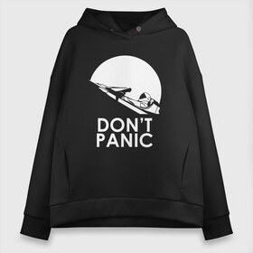 Женское худи Oversize хлопок с принтом Dont Panic в Белгороде, френч-терри — 70% хлопок, 30% полиэстер. Мягкий теплый начес внутри —100% хлопок | боковые карманы, эластичные манжеты и нижняя кромка, капюшон на магнитной кнопке | Тематика изображения на принте: elon musk | spacex | илон маск | космос | марс | спейс икс