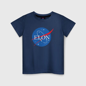 Детская футболка хлопок с принтом Elon в Белгороде, 100% хлопок | круглый вырез горловины, полуприлегающий силуэт, длина до линии бедер | elon musk | spacex | илон маск | космос | марс | спейс икс