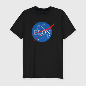 Мужская футболка премиум с принтом Elon в Белгороде, 92% хлопок, 8% лайкра | приталенный силуэт, круглый вырез ворота, длина до линии бедра, короткий рукав | elon musk | spacex | илон маск | космос | марс | спейс икс