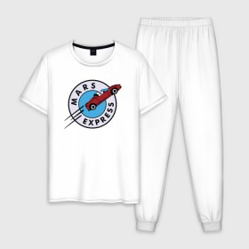 Мужская пижама хлопок с принтом Mars Express в Белгороде, 100% хлопок | брюки и футболка прямого кроя, без карманов, на брюках мягкая резинка на поясе и по низу штанин
 | elon musk | spacex | илон маск | космос | марс | спейс икс