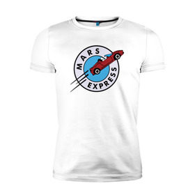 Мужская футболка премиум с принтом Mars Express в Белгороде, 92% хлопок, 8% лайкра | приталенный силуэт, круглый вырез ворота, длина до линии бедра, короткий рукав | elon musk | spacex | илон маск | космос | марс | спейс икс