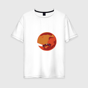 Женская футболка хлопок Oversize с принтом Space Oddity в Белгороде, 100% хлопок | свободный крой, круглый ворот, спущенный рукав, длина до линии бедер
 | elon musk | spacex | илон маск | космос | марс | спейс икс
