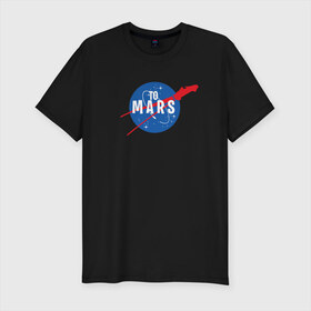 Мужская футболка премиум с принтом To Mars в Белгороде, 92% хлопок, 8% лайкра | приталенный силуэт, круглый вырез ворота, длина до линии бедра, короткий рукав | elon musk | spacex | илон маск | космос | марс | спейс икс