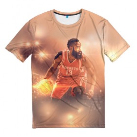Мужская футболка 3D с принтом NBA Stars в Белгороде, 100% полиэфир | прямой крой, круглый вырез горловины, длина до линии бедер | hurden | nba | rockets | баскетбол | нба | харден | хьюстон рокетс