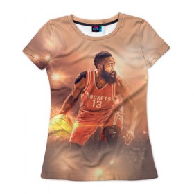 Женская футболка 3D с принтом NBA Stars в Белгороде, 100% полиэфир ( синтетическое хлопкоподобное полотно) | прямой крой, круглый вырез горловины, длина до линии бедер | hurden | nba | rockets | баскетбол | нба | харден | хьюстон рокетс