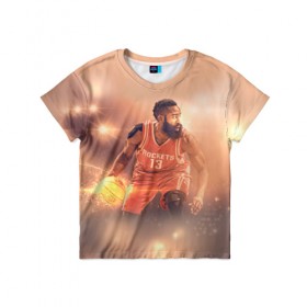Детская футболка 3D с принтом NBA Stars в Белгороде, 100% гипоаллергенный полиэфир | прямой крой, круглый вырез горловины, длина до линии бедер, чуть спущенное плечо, ткань немного тянется | hurden | nba | rockets | баскетбол | нба | харден | хьюстон рокетс
