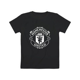 Детская футболка хлопок с принтом Manchester United в Белгороде, 100% хлопок | круглый вырез горловины, полуприлегающий силуэт, длина до линии бедер | club | football | logo | manchester | rooney | united | английская | дьяволы | красные | лига | лого | логотип | манчестер | премьер | эмблема | юнайтед