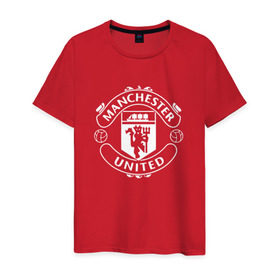 Мужская футболка хлопок с принтом Manchester United в Белгороде, 100% хлопок | прямой крой, круглый вырез горловины, длина до линии бедер, слегка спущенное плечо. | Тематика изображения на принте: club | football | logo | manchester | rooney | united | английская | дьяволы | красные | лига | лого | логотип | манчестер | премьер | эмблема | юнайтед