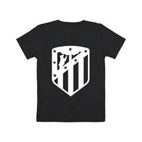 Детская футболка хлопок с принтом Atletico Madrid в Белгороде, 100% хлопок | круглый вырез горловины, полуприлегающий силуэт, длина до линии бедер | Тематика изображения на принте: атлетико мадрид | эмблема