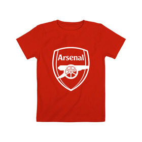 Детская футболка хлопок с принтом Arsenal FC в Белгороде, 100% хлопок | круглый вырез горловины, полуприлегающий силуэт, длина до линии бедер | arsenal | fc | арсенал | клуб | футбольный