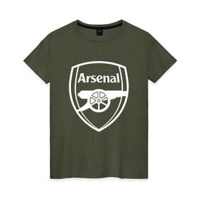 Женская футболка хлопок с принтом Arsenal FC в Белгороде, 100% хлопок | прямой крой, круглый вырез горловины, длина до линии бедер, слегка спущенное плечо | arsenal | fc | арсенал | клуб | футбольный