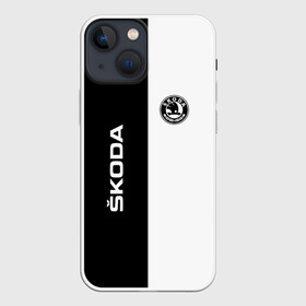 Чехол для iPhone 13 mini с принтом Skoda Auto a.s. в Белгороде,  |  | a.s. | auto | crossover | fabia | karoq | kodiaq | octavia | skoda | sport | superb | yeti | авто | автомобиль | знак | лого | машина | седан | символ | спорт | сшкода | тачка | хэтчбек | шкода | эмблема