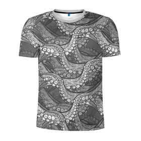 Мужская футболка 3D спортивная с принтом Octopus dark в Белгороде, 100% полиэстер с улучшенными характеристиками | приталенный силуэт, круглая горловина, широкие плечи, сужается к линии бедра | октопус | осьминог | щупальца