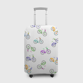 Чехол для чемодана 3D с принтом Радужные велосипеды в Белгороде, 86% полиэфир, 14% спандекс | двустороннее нанесение принта, прорези для ручек и колес | 