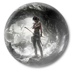Значок с принтом Tomb Raider в Белгороде,  металл | круглая форма, металлическая застежка в виде булавки | croft | lara | raider | tomb | гробниц | игра | крофт | лара | расхитительница