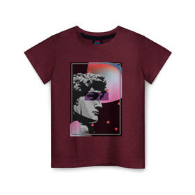 Детская футболка хлопок с принтом Давид в Белгороде, 100% хлопок | круглый вырез горловины, полуприлегающий силуэт, длина до линии бедер | vaporwave | ренессанс