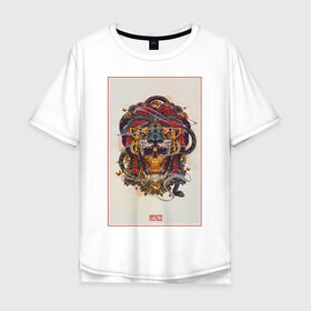 Мужская футболка хлопок Oversize с принтом Мексика в Белгороде, 100% хлопок | свободный крой, круглый ворот, “спинка” длиннее передней части | америка | ацтеки | латино | майя | маска | тигр | череп | этно | южная