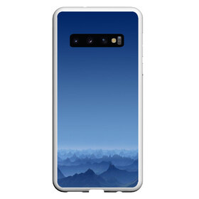 Чехол для Samsung Galaxy S10 с принтом Blue Mountains в Белгороде, Силикон | Область печати: задняя сторона чехла, без боковых панелей | вид | горы | ночь | пейзаж | природа | синий | скалы | сумерки | туман | утро