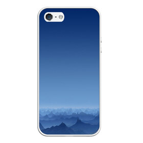 Чехол для iPhone 5/5S матовый с принтом Blue Mountains в Белгороде, Силикон | Область печати: задняя сторона чехла, без боковых панелей | вид | горы | ночь | пейзаж | природа | синий | скалы | сумерки | туман | утро