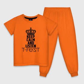 Детская пижама хлопок с принтом Keep calm and listen T-Fest в Белгороде, 100% хлопок |  брюки и футболка прямого кроя, без карманов, на брюках мягкая резинка на поясе и по низу штанин
 | t fest | т фест