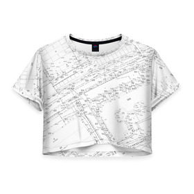 Женская футболка 3D укороченная с принтом Топография_01 в Белгороде, 100% полиэстер | круглая горловина, длина футболки до линии талии, рукава с отворотами | survey | геодезист | геодезия | топография