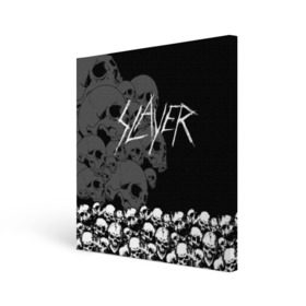 Холст квадратный с принтом Slayer Black в Белгороде, 100% ПВХ |  | hard | heavy | metal | rock | skull | trash | метал | рок | слеер | слейер | слэер | слэйер | треш | трэш | череп | черепа