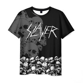 Мужская футболка 3D с принтом Slayer Black в Белгороде, 100% полиэфир | прямой крой, круглый вырез горловины, длина до линии бедер | Тематика изображения на принте: hard | heavy | metal | rock | skull | trash | метал | рок | слеер | слейер | слэер | слэйер | треш | трэш | череп | черепа