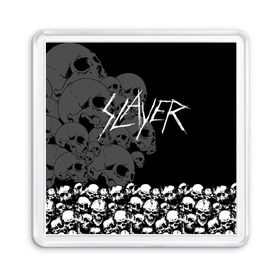 Магнит 55*55 с принтом Slayer Black в Белгороде, Пластик | Размер: 65*65 мм; Размер печати: 55*55 мм | hard | heavy | metal | rock | skull | trash | метал | рок | слеер | слейер | слэер | слэйер | треш | трэш | череп | черепа