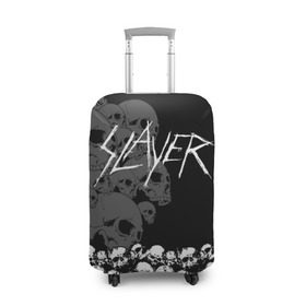 Чехол для чемодана 3D с принтом Slayer Black в Белгороде, 86% полиэфир, 14% спандекс | двустороннее нанесение принта, прорези для ручек и колес | hard | heavy | metal | rock | skull | trash | метал | рок | слеер | слейер | слэер | слэйер | треш | трэш | череп | черепа