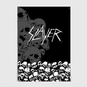 Постер с принтом Slayer Black в Белгороде, 100% бумага
 | бумага, плотность 150 мг. Матовая, но за счет высокого коэффициента гладкости имеет небольшой блеск и дает на свету блики, но в отличии от глянцевой бумаги не покрыта лаком | hard | heavy | metal | rock | skull | trash | метал | рок | слеер | слейер | слэер | слэйер | треш | трэш | череп | черепа