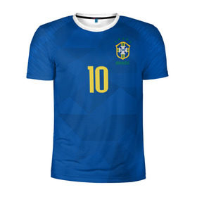 Мужская футболка 3D спортивная с принтом Неймар 2018 гостевая в Белгороде, 100% полиэстер с улучшенными характеристиками | приталенный силуэт, круглая горловина, широкие плечи, сужается к линии бедра | brazil | cup champions | league | neymar | world | бразилия | неймар