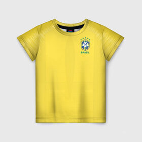Детская футболка 3D с принтом Бразилия 2018 в Белгороде, 100% гипоаллергенный полиэфир | прямой крой, круглый вырез горловины, длина до линии бедер, чуть спущенное плечо, ткань немного тянется | Тематика изображения на принте: brazil | бразилия