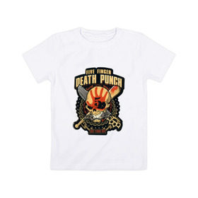 Детская футболка хлопок с принтом Five Finger Death Punch в Белгороде, 100% хлопок | круглый вырез горловины, полуприлегающий силуэт, длина до линии бедер | 5fdp | ffdp | five finger death punch