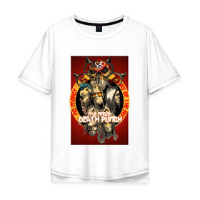 Мужская футболка хлопок Oversize с принтом Five Finger Death Punch 2 в Белгороде, 100% хлопок | свободный крой, круглый ворот, “спинка” длиннее передней части | Тематика изображения на принте: 5fdp | ffdp | five finger death punch