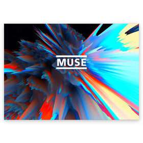 Поздравительная открытка с принтом MUSE в Белгороде, 100% бумага | плотность бумаги 280 г/м2, матовая, на обратной стороне линовка и место для марки
 | logo | muse | music | pop | rock | usa | альтернатива | америка | металл | музыка | музыкальный | поп | рок