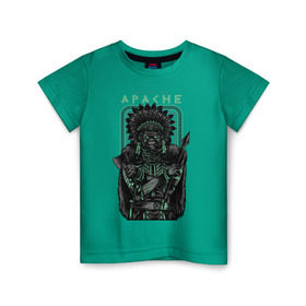 Детская футболка хлопок с принтом Apache в Белгороде, 100% хлопок | круглый вырез горловины, полуприлегающий силуэт, длина до линии бедер | апачи | воин | горилла | индеец | обезьяна