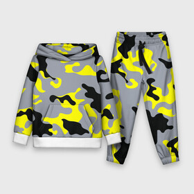 Детский костюм 3D (с толстовкой) с принтом Yellow camouflage в Белгороде,  |  | camouflage | камуфляж | комуфляж