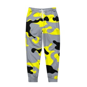 Мужские брюки 3D с принтом Yellow camouflage в Белгороде, 100% полиэстер | манжеты по низу, эластичный пояс регулируется шнурком, по бокам два кармана без застежек, внутренняя часть кармана из мелкой сетки | camouflage | камуфляж | комуфляж