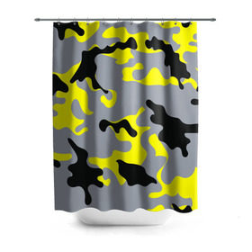 Штора 3D для ванной с принтом Yellow camouflage в Белгороде, 100% полиэстер | плотность материала — 100 г/м2. Стандартный размер — 146 см х 180 см. По верхнему краю — пластиковые люверсы для креплений. В комплекте 10 пластиковых колец | camouflage | камуфляж | комуфляж